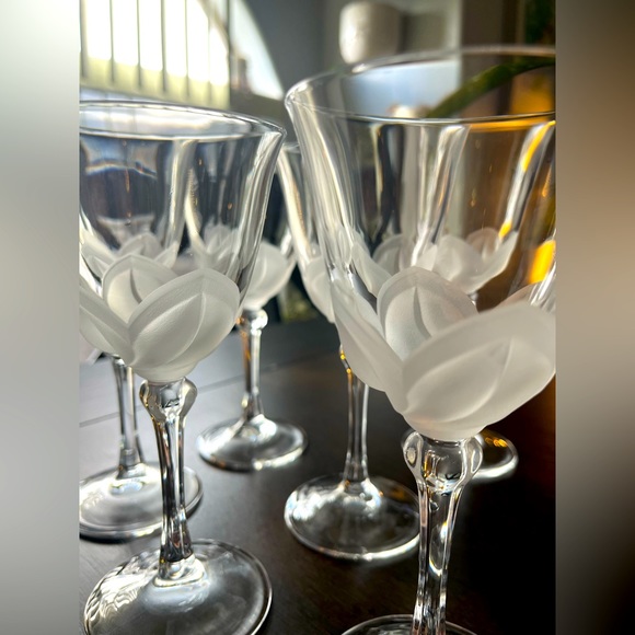 Crystal Etched Wine Glasses | D'Arques J.G Durand | Set of 6 Florence Pattern - Picture 7 of 9